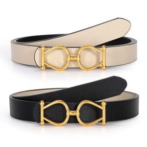 6829 Women Reversible Leather Belt Ladies Fashion Waist Belt For Jeans Pants